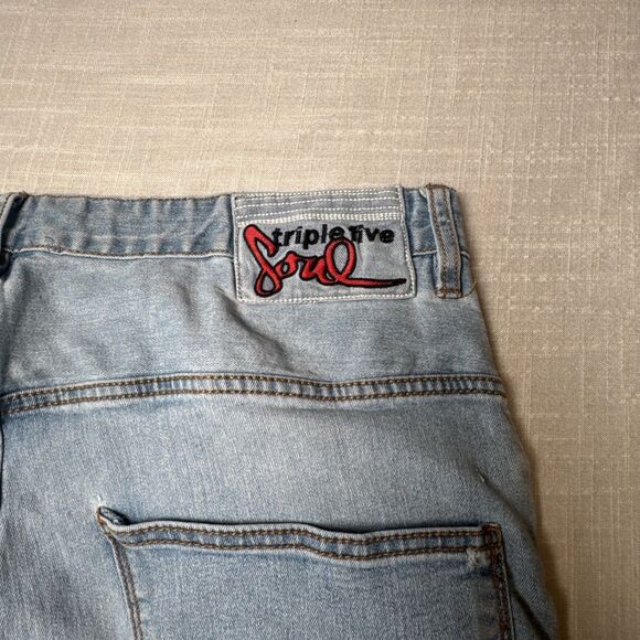 Triple Five Soul Men’s Sz 34 Light Wash Jorts‎ Denim Jean Shorts 555 Soul Y2K - Picture 1 of 15